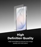 Galaxy S26 Ultra Screen Protector | Easy Slide Tempered Glass - Galaxy S26 Ultra Screen Protector - Tempered glass hovering over a smartphone screen with High Definition Quality text.