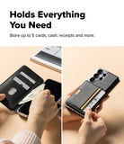 Galaxy S26 Ultra Cover | Folio Stand Wallet Magnetic - Galaxy S26 Ultra Cover - Black folio wallet case holding multiple credit cards and cash in integrated slots.