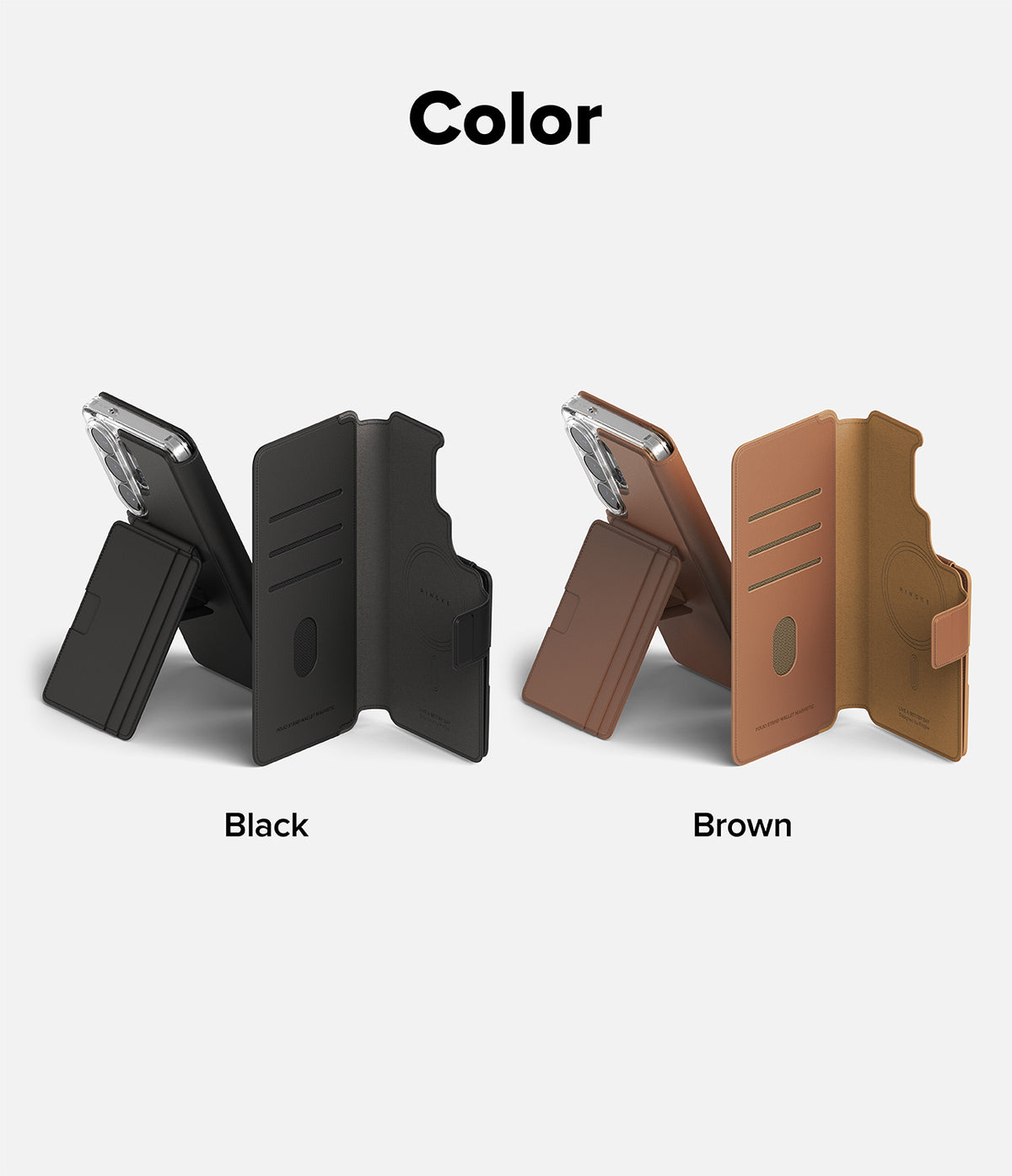 Galaxy S26 Ultra Cover | Folio Stand Wallet Magnetic - Black and brown folio wallet cases with stands for Galaxy S26.