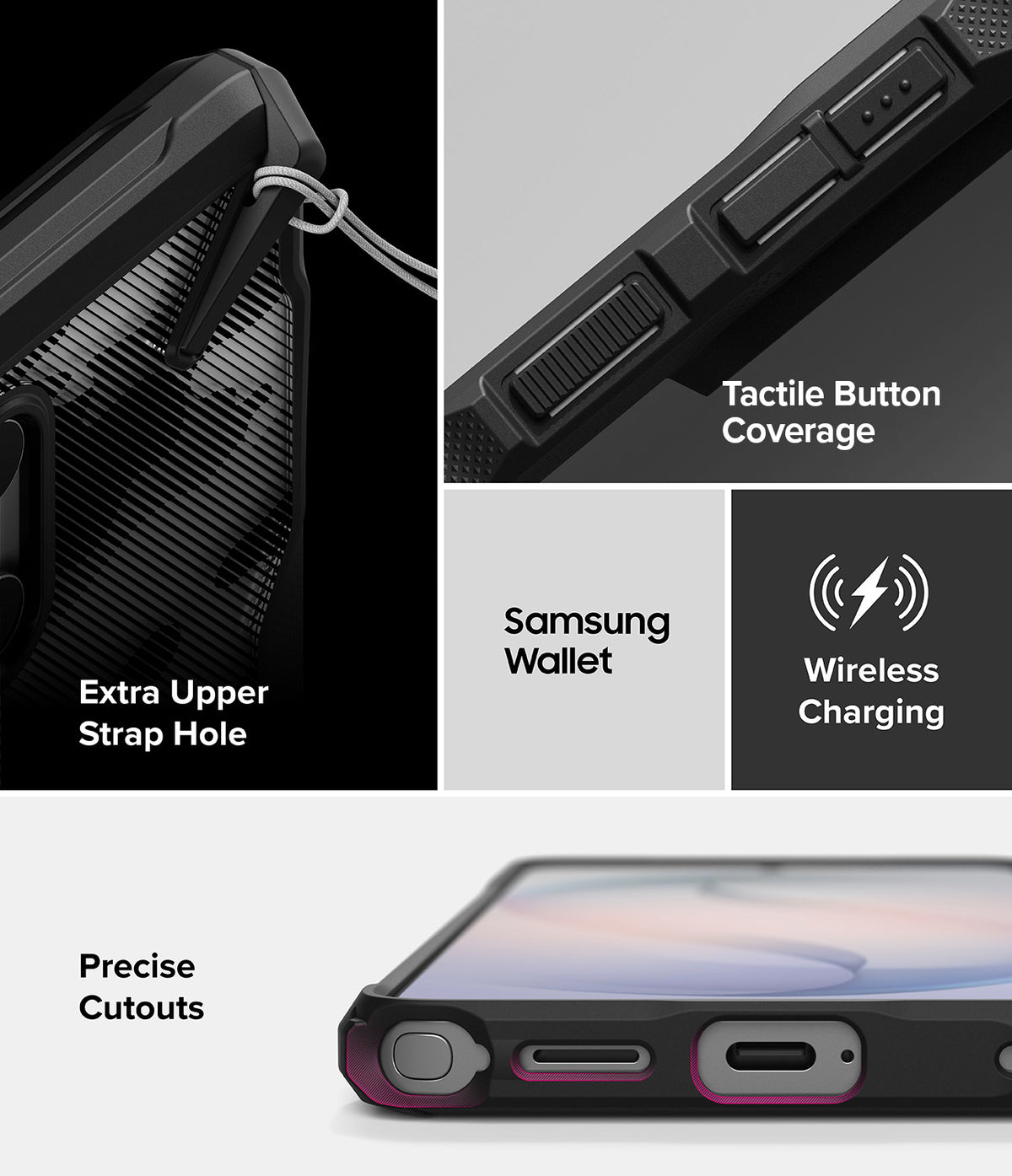 Galaxy S26 Ultra Case | Fusion-X - Features strap hole, tactile buttons, wireless charging support, and precise port cutouts.