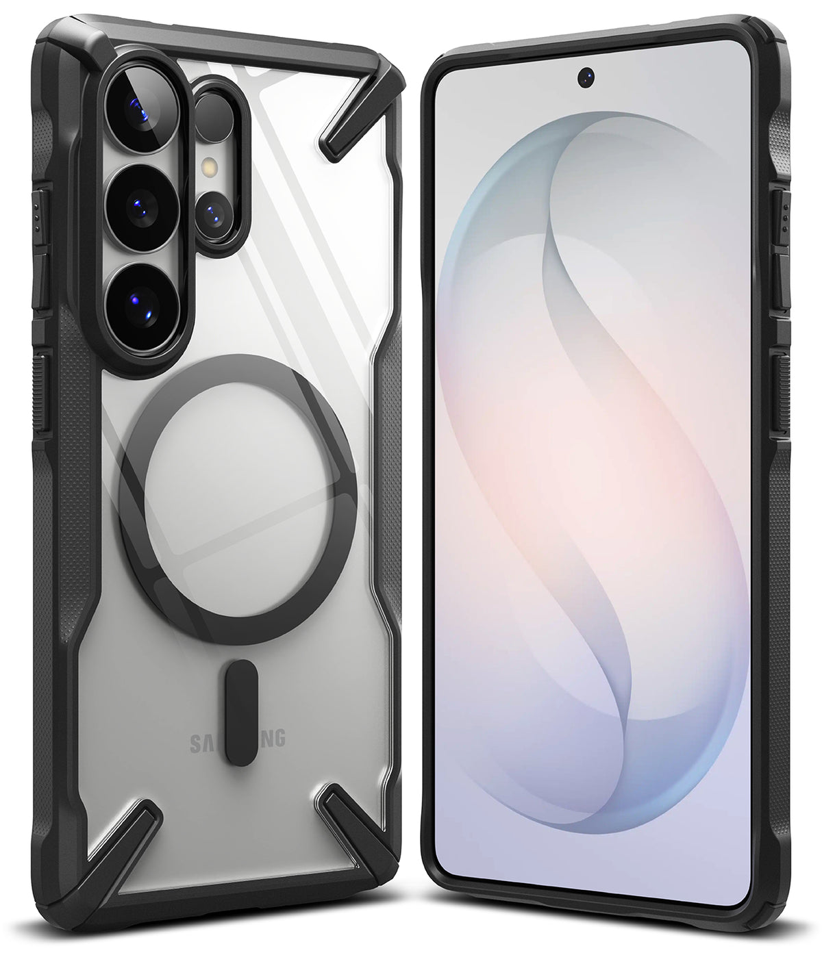 Galaxy S26 Ultra Case | Fusion-X Magnetic - Clear protective case with black magnetic ring and rugged bumper frame.