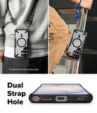 Galaxy S26 Ultra Case | Fusion-X Magnetic - Phone case with magnetic ring, neck strap, and dual strap hole detail.