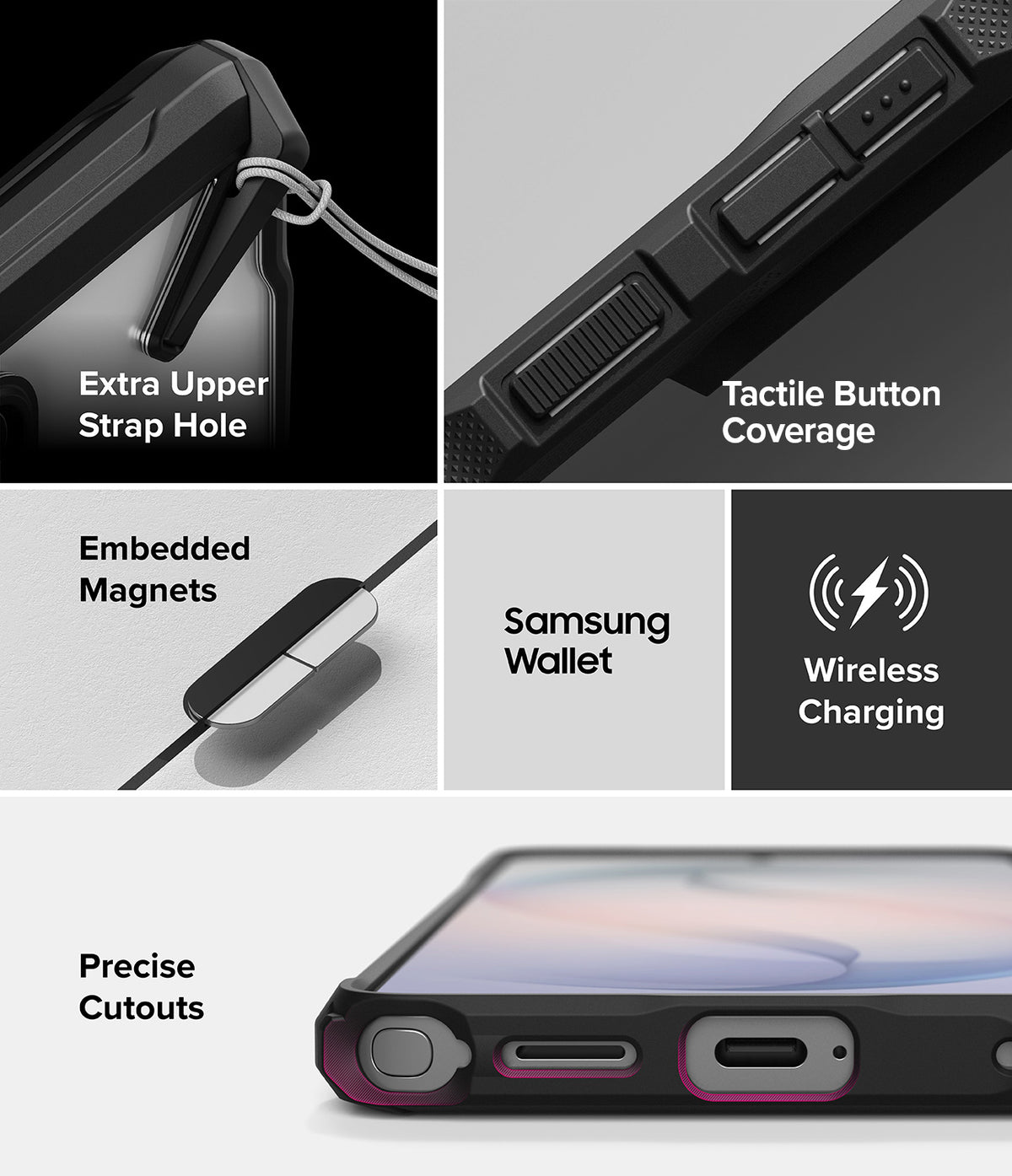 Galaxy S26 Ultra Case | Fusion-X Magnetic - Features strap hole, tactile buttons, magnets, wireless charging, and cutouts.