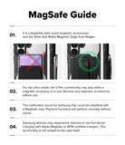 Galaxy S26 Ultra Case | Fusion-X Magnetic - Infographic showing MagSafe compatibility, S Pen interference, and charging notes.