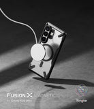 Galaxy S26 Ultra Case | Fusion-X Magnetic - A clear, rugged phone case with a magnetic charger attached to the back.