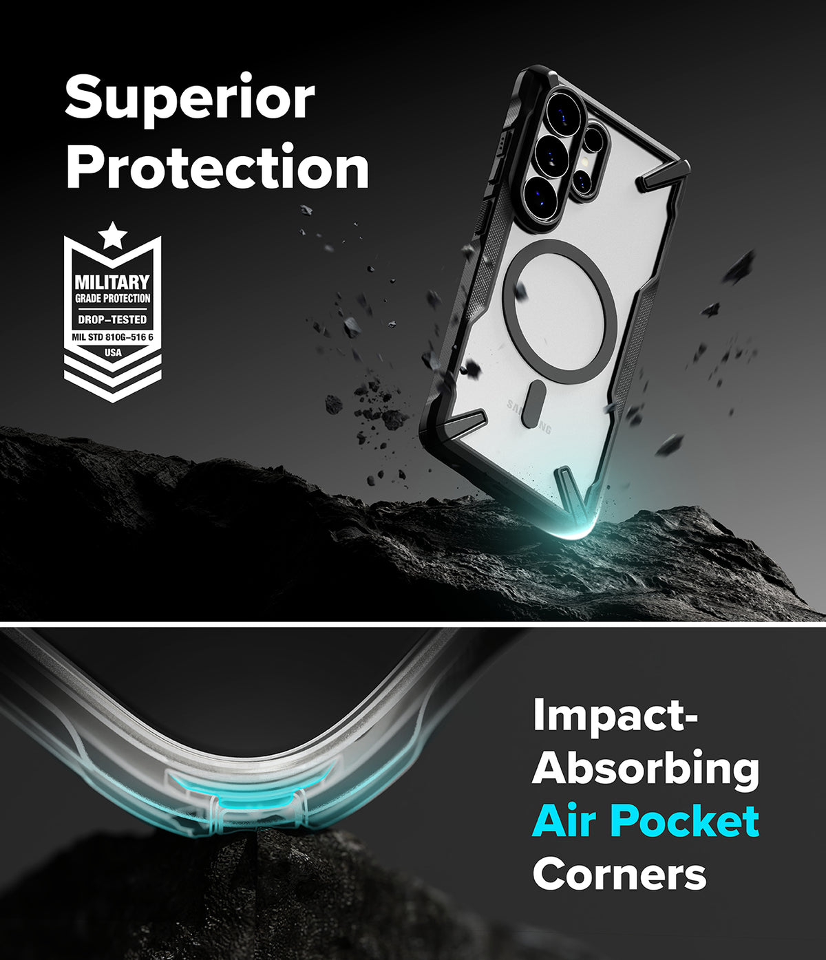 Galaxy S26 Ultra Case | Fusion-X Magnetic - Rugged phone case with magnetic ring, military-grade protection, and air-pocket corners.