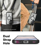 Galaxy S26 Ultra Case | Fusion Bold Magnetic - Phone case with dual strap holes worn around neck and on a ladder.