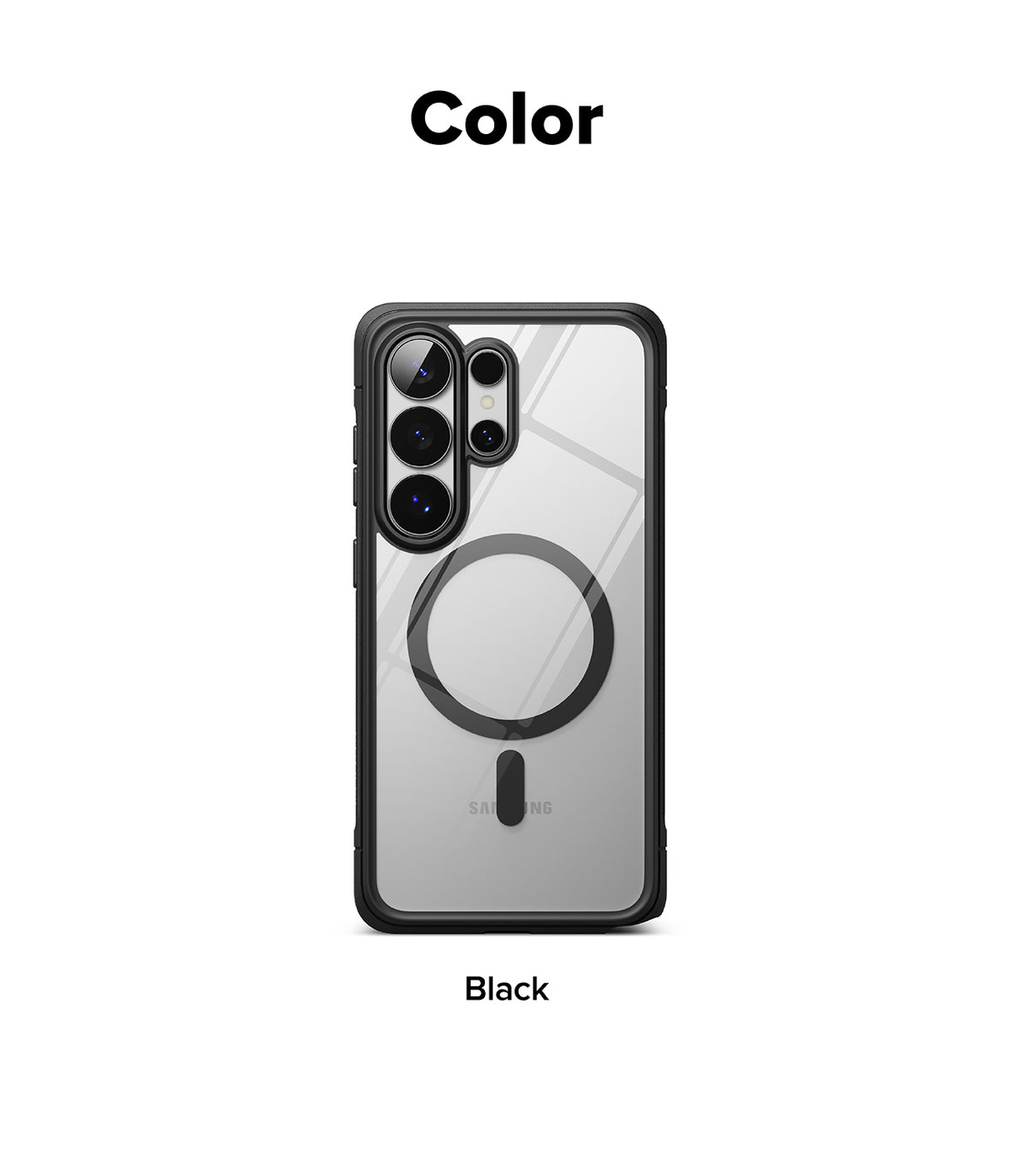 Galaxy S26 Ultra Case | Fusion Bold Magnetic - Black clear phone case with a magnetic ring on the back.