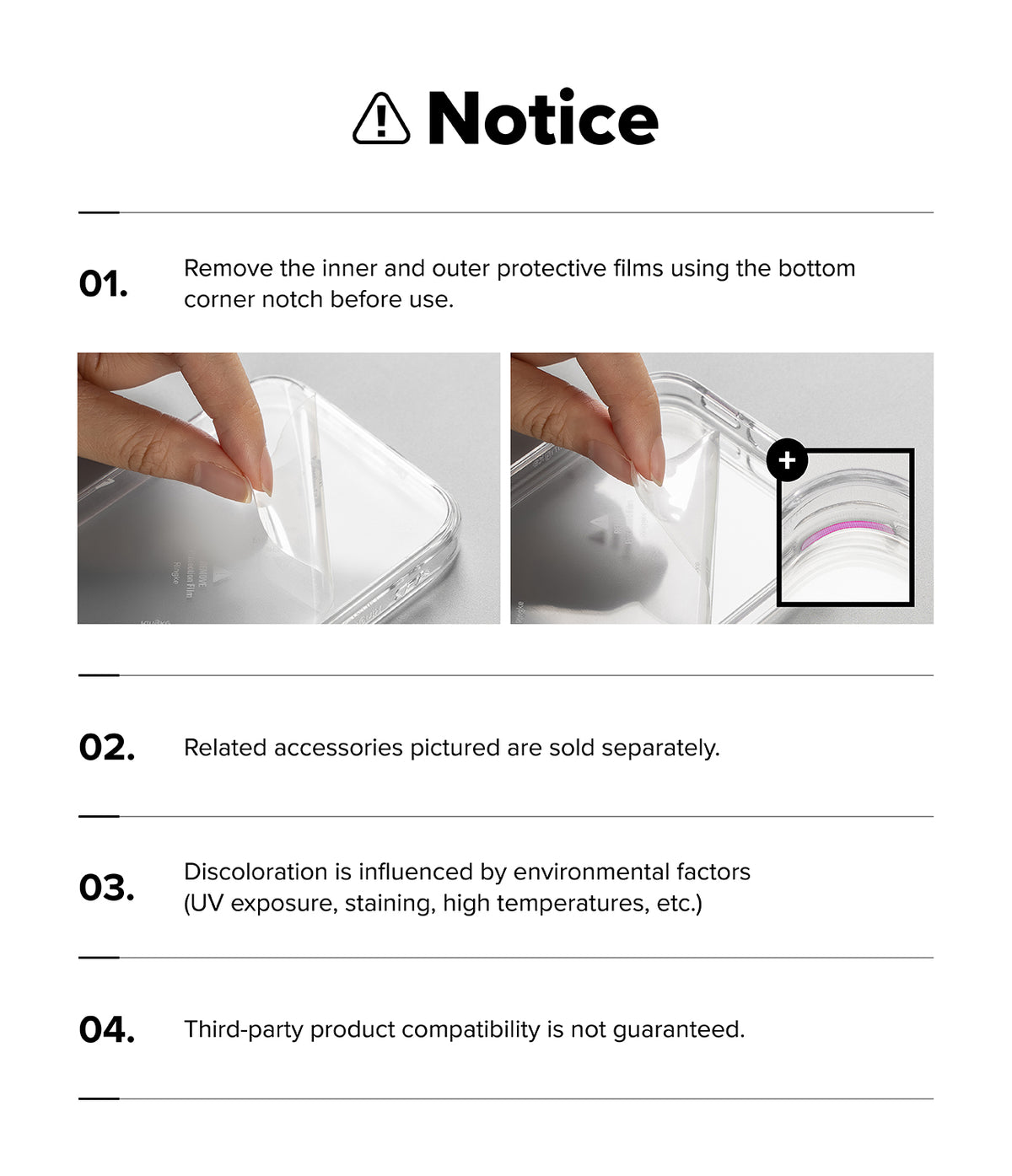 Galaxy S26 Ultra Case | Fusion Bold Magnetic - Instructions to remove protective films from the phone case.