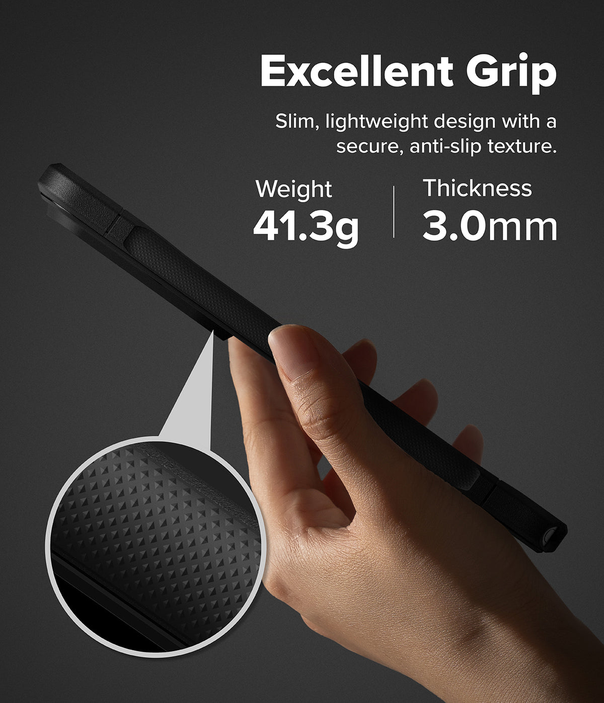 Galaxy S26 Ultra Case | Fusion Bold Magnetic - Hand holding a slim black phone case with a textured anti-slip grip.