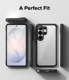 Galaxy S26 Ultra Case | Fusion Bold - Front, back, and side views of a phone in a black protective case on a white background.