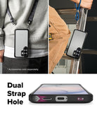 Galaxy S26 Ultra Case | Fusion Bold - Phone case with dual strap holes worn around the neck and attached to a ladder.