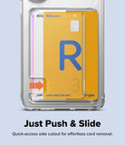 Galaxy S26 Ultra Case | Fusion Card - Clear phone case with a side cutout for easy card removal, shown with an orange arrow.