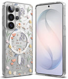 Galaxy S26 Ultra Case | Fusion Design Magnetic - Clear phone case with floral pattern and white magnetic ring.