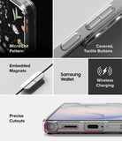 Galaxy S26 Ultra Case | Fusion Design Magnetic - Collage showing micro-dot pattern, tactile buttons, magnets, and ports.