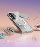 Galaxy S26 Ultra Case | Fusion Magnetic Matte - Matte clear phone case with magnetic ring, floating charger, and accessories.