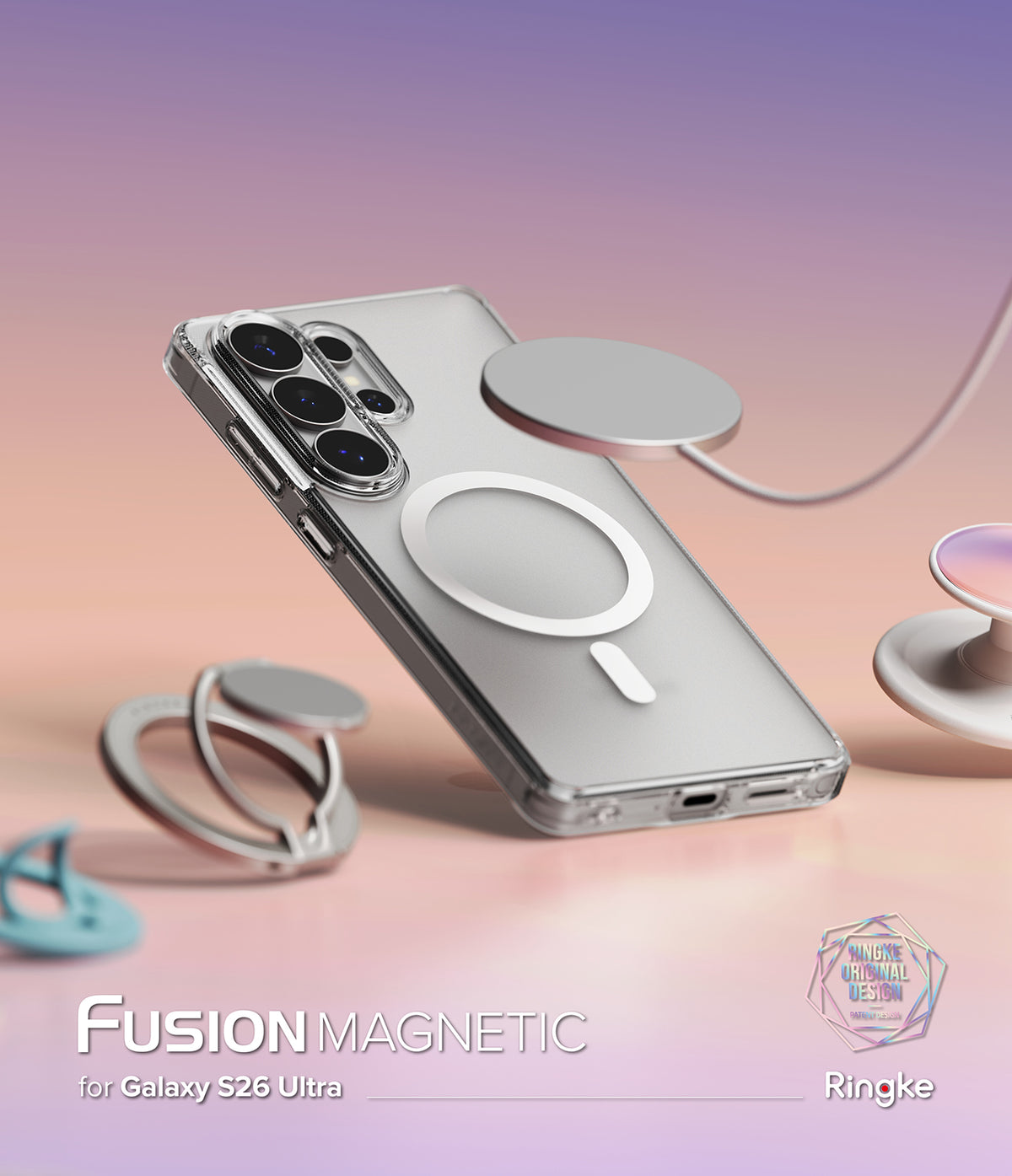 [Bundle] Galaxy S26 Ultra | Fusion Magnetic - Clear magnetic phone case for Galaxy S26 Ultra with floating accessories.