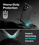 Galaxy S26 Ultra Case | Onyx α - Black phone case with military-grade protection and air-cushioned corners on rocky terrain.