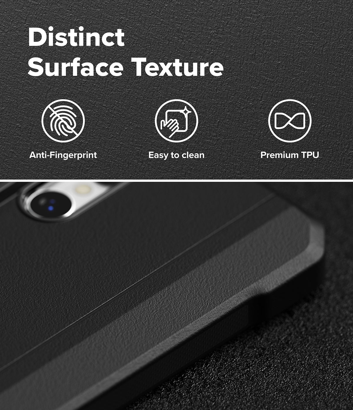 Galaxy S26 Ultra Case | Onyx α Magnetic - Textured black phone case with anti-fingerprint, easy-clean, and TPU icons.