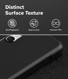 Galaxy S26 Ultra Case | Onyx - Matte black phone case texture with icons for anti-fingerprint, easy cleaning, and TPU material.