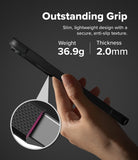 [Bundle] Galaxy S26 Ultra | Onyx - Galaxy S26 Ultra | Onyx - Hand holding a slim black phone case with a textured grip, highlighting 36.9g weight and 2.0mm depth.