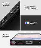 Galaxy S26 Ultra Case | Onyx - Close-up of phone case features: textured buttons, wireless charging, Samsung Wallet, and precise cutouts.