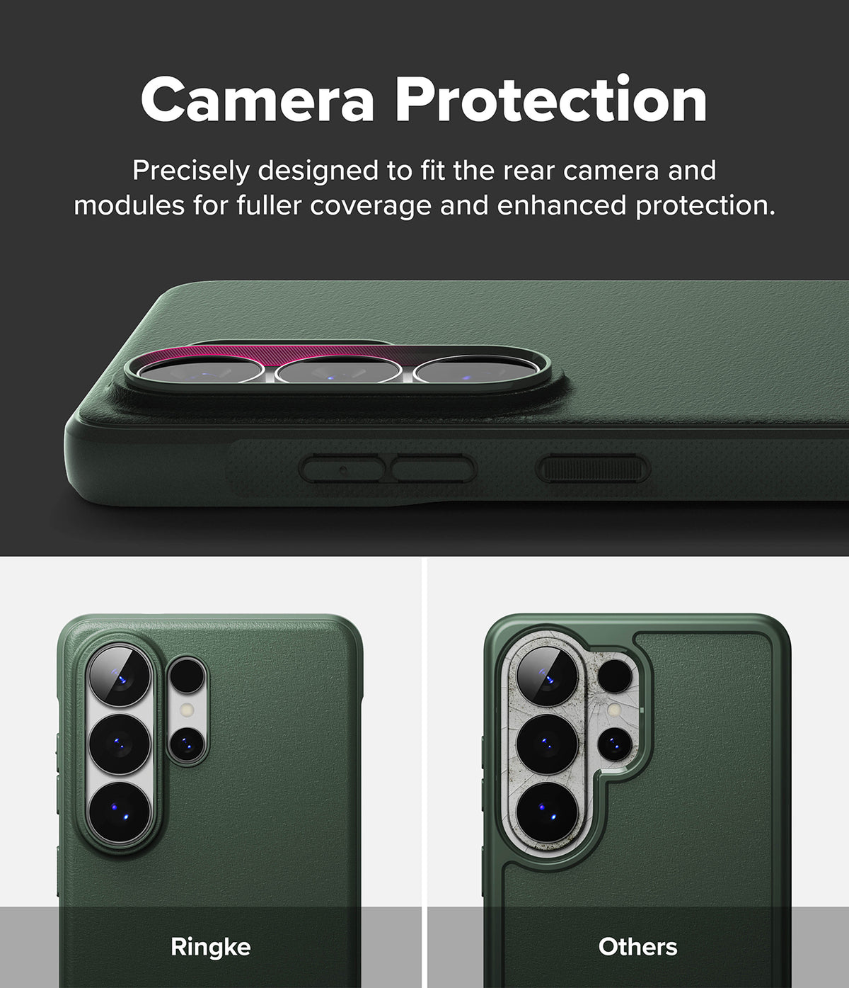 [Bundle] Galaxy S26 Ultra | Onyx - Galaxy S26 Ultra | Onyx - Comparison showing Ringke case camera coverage versus a competitor with exposed areas.