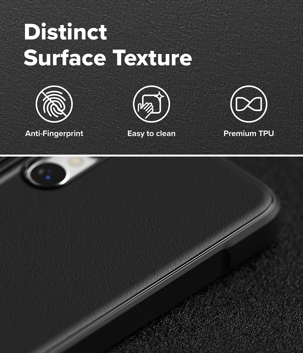 [Bundle] Galaxy S26 Ultra | Onyx Magnetic - Galaxy S26 Ultra | Onyx Magnetic - Matte black phone case texture with icons for anti-fingerprint, easy cleaning, and TPU.