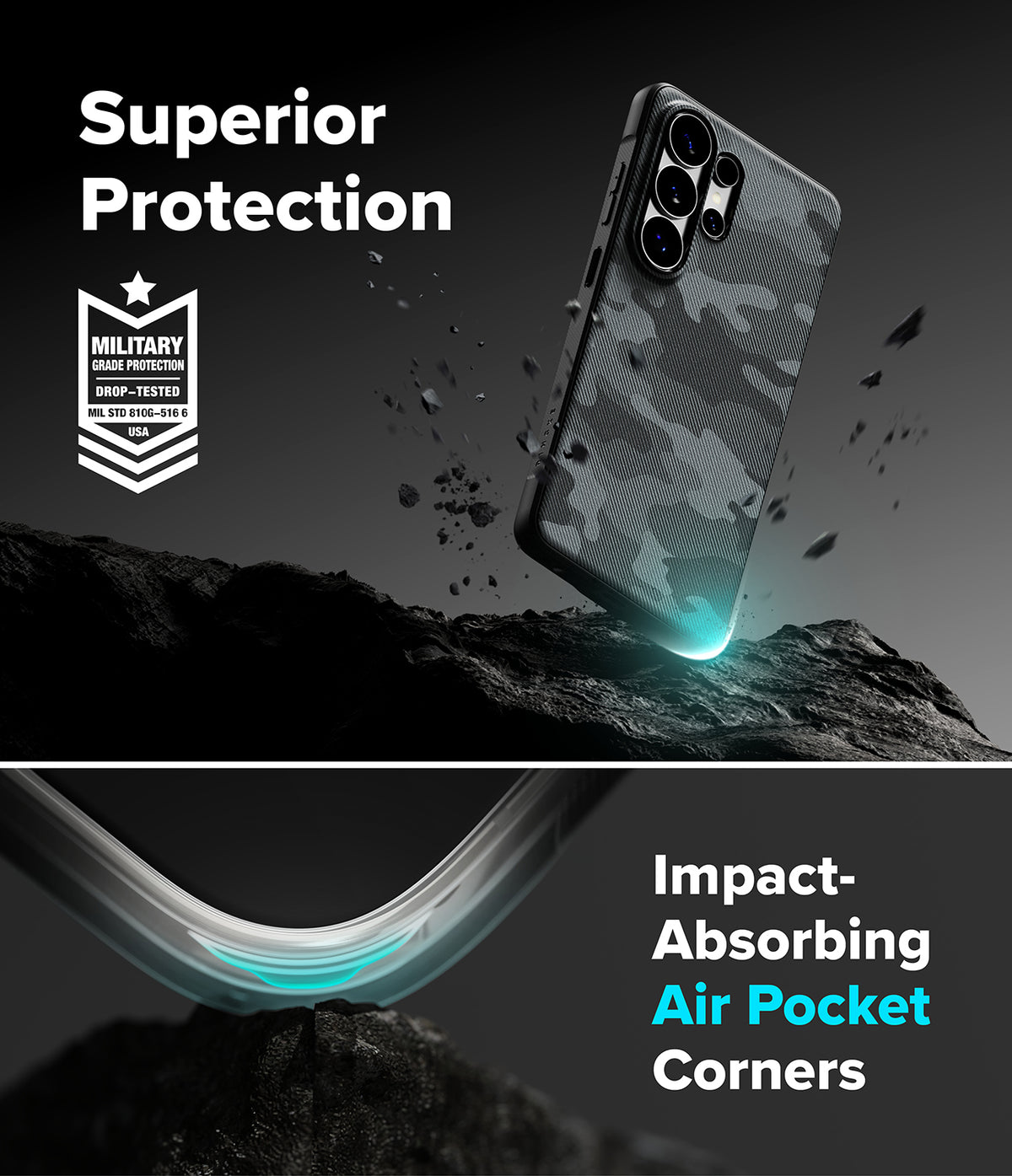 Galaxy S26 Ultra Case | Onyx Magnetic - Camo phone case with military-grade protection and air-pocket corners.