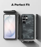 Galaxy S26 Ultra Case | Onyx Magnetic - Multiple views of a black camouflage phone case showing front, back, and sides.