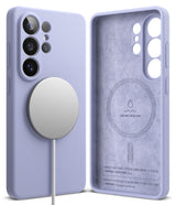 Galaxy S26 Ultra Case | Silicone Magnetic - Lavender silicone phone case with magnetic charger and suede interior.