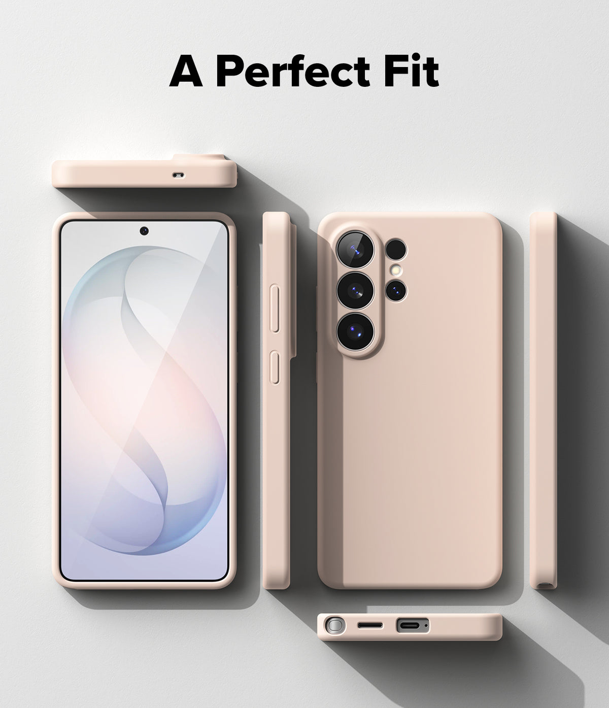 Galaxy S26 Ultra Case | Silicone Magnetic - Galaxy S26 Ultra Case - Beige silicone phone case shown from multiple angles, including front, back, and side profiles.