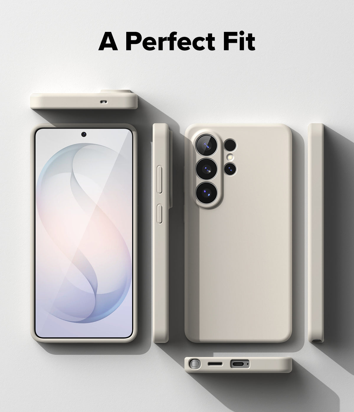 Galaxy S26 Ultra Case | Silicone Magnetic - Beige phone case shown from multiple angles, highlighting precise fit.