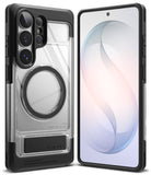 Galaxy S26 Ultra Case | UX Magnetic - Clear phone case with black magnetic ring, kickstand, and rugged frame.
