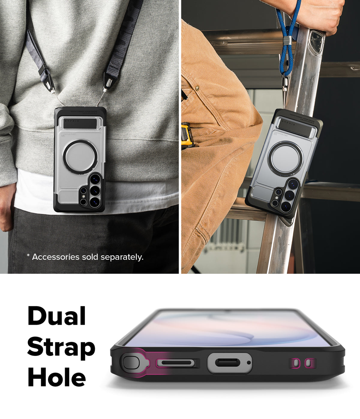 Galaxy S26 Ultra Case | UX Magnetic - Phone case with magnetic ring, strap attachments, and dual strap holes on the side.