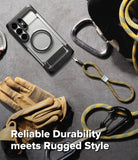 Galaxy S26 Ultra Case | UX Magnetic - Clear phone case with magnetic ring and lanyard, surrounded by climbing gear.