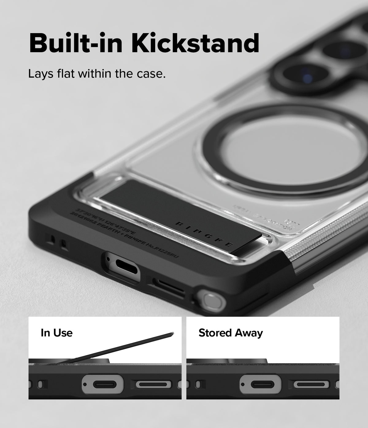 [Bundle] Galaxy S26 Ultra | UX Magnetic - Galaxy S26 Ultra | UX Magnetic - Clear phone case with a magnetic ring and a flat, integrated kickstand on the back.