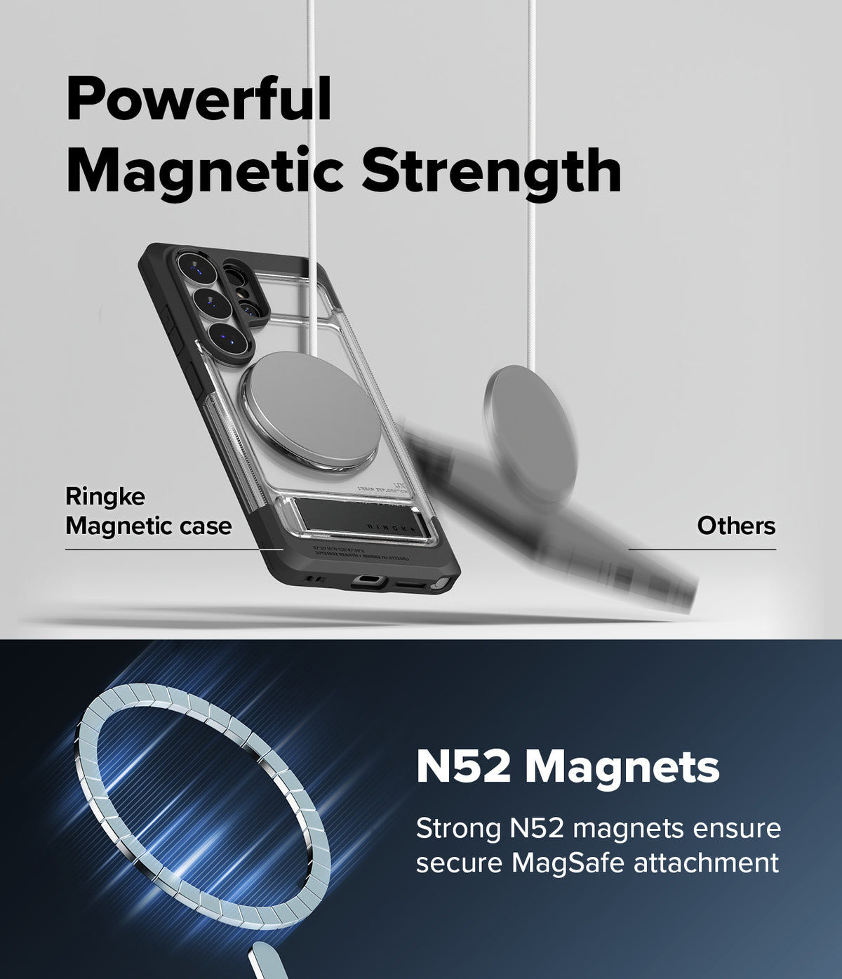 Galaxy S26 Ultra Case | UX Magnetic - A clear phone case with a strong magnetic ring attached to a circular charger.