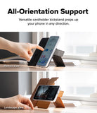 Galaxy S26 Cover | Folio Stand Wallet Magnetic - Phone in folio case propped up in portrait and landscape modes.