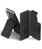 Galaxy S26 Cover | Folio Stand Wallet Magnetic - Galaxy S26 Cover - Black folio wallet case with magnetic stand, card slots, and integrated phone holder on white background.