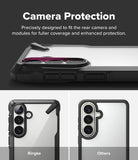 Galaxy S26 Case | Fusion-X - Comparison showing the Fusion-X case providing full camera module coverage versus a standard case.