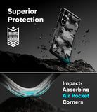 Galaxy S26 Case | Fusion-X - Camouflage phone case with military-grade protection and air-pocket corners on a rocky surface.
