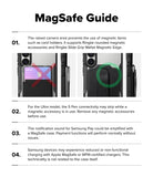 Galaxy S26 Case | Fusion-X Magnetic - Infographic showing MagSafe compatibility, accessory usage, and charging tips.