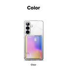 Galaxy S26 Case | Fusion Card - Clear phone case holding a colorful gradient card on the back of a Galaxy S26.