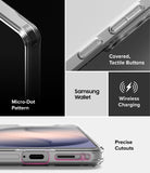Galaxy S26 Case | Fusion - Close-up views of clear phone case features including micro-dot pattern, tactile buttons, and cutouts.