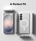 Galaxy S26 Case | Fusion Magnetic Matte - Multiple views of a clear phone case with a white magnetic ring on the back.