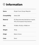 Galaxy S26 Case | Fusion Design Magnetic - Information table listing product name, compatibility, materials, and specs.