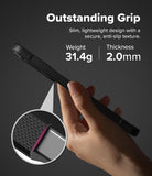[Bundle] Galaxy S26 | Onyx - Galaxy S26 | Onyx - Hand holding a slim, textured black phone case with 31.4g weight and 2.0mm thickness specifications.