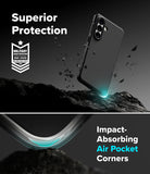 Galaxy S26 Case | Onyx Magnetic - Black phone case with military-grade protection and air-pocket corners on rocky terrain.