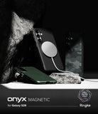 [Bundle] Galaxy S26 | Onyx Magnetic - Three Galaxy S26 cases with magnetic rings displayed on a rocky surface against a dark background.